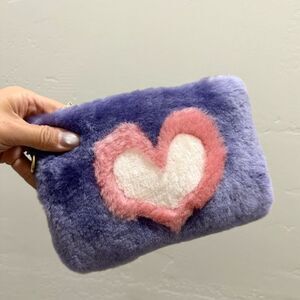 Colorblock Handmade Real Shearling Clutch/Phone Pouch/Crossbody with 2 Chains